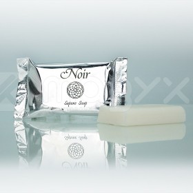 SAVON 20G SOUS SACHET FLOWPACK ARGENTÉ NOIR